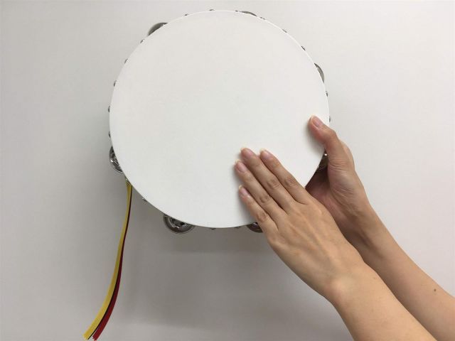 送料無料】野上木工 ヤマヨ タンバリン 24cm クリア（木目・白枠