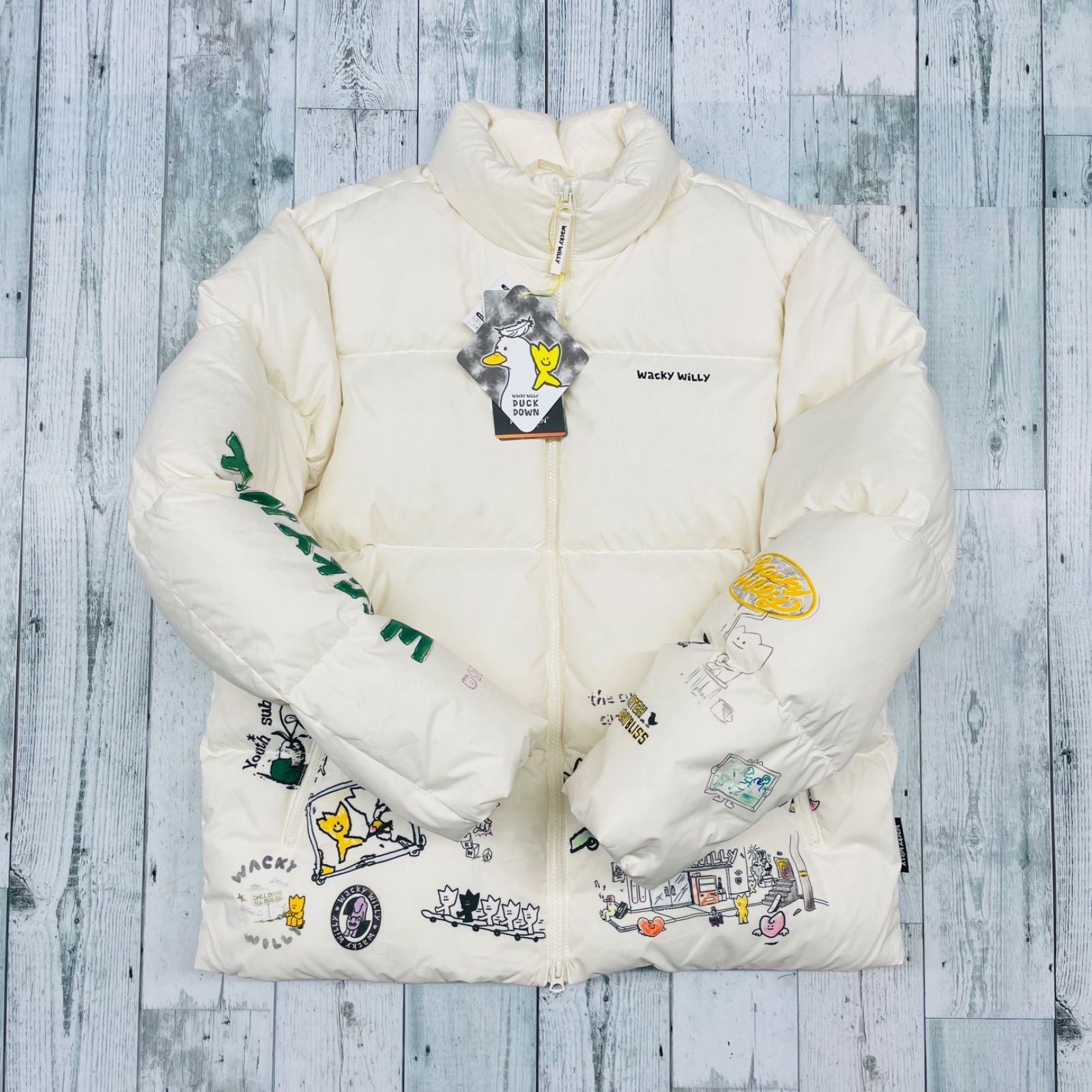 ♦️新品タグ付き♦️WACKY WILLY ホワイト ダウンジャケット M 【公式 