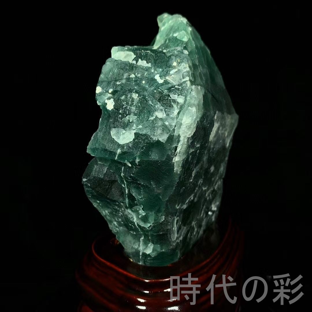 盆栽・苔玉 水石 天然石 約1.46kg 原石 鑑賞石 自然石 木製台座付き