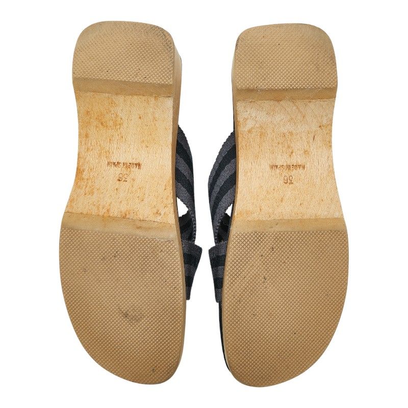 エルメス フールトゥ - サンダル サイズ36 ブラック グレー キャンバス