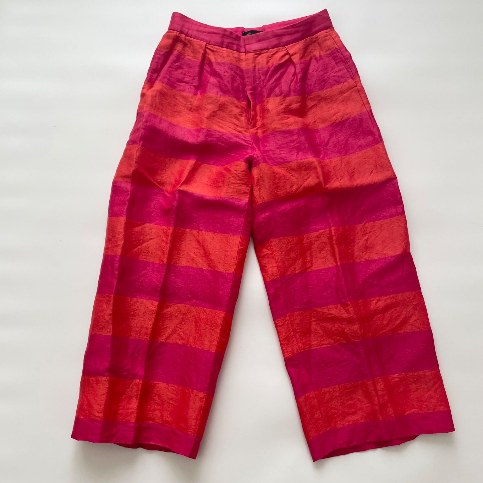 DRAWER ドゥロワー ワイドパンツ 38 ピンク オレンジ系 ゆったり