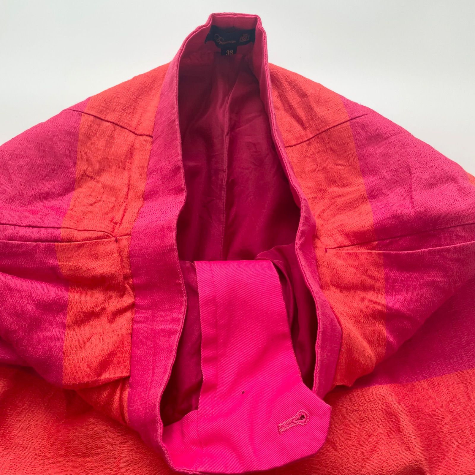 DRAWER ドゥロワー ワイドパンツ 38 ピンク オレンジ系 ゆったり