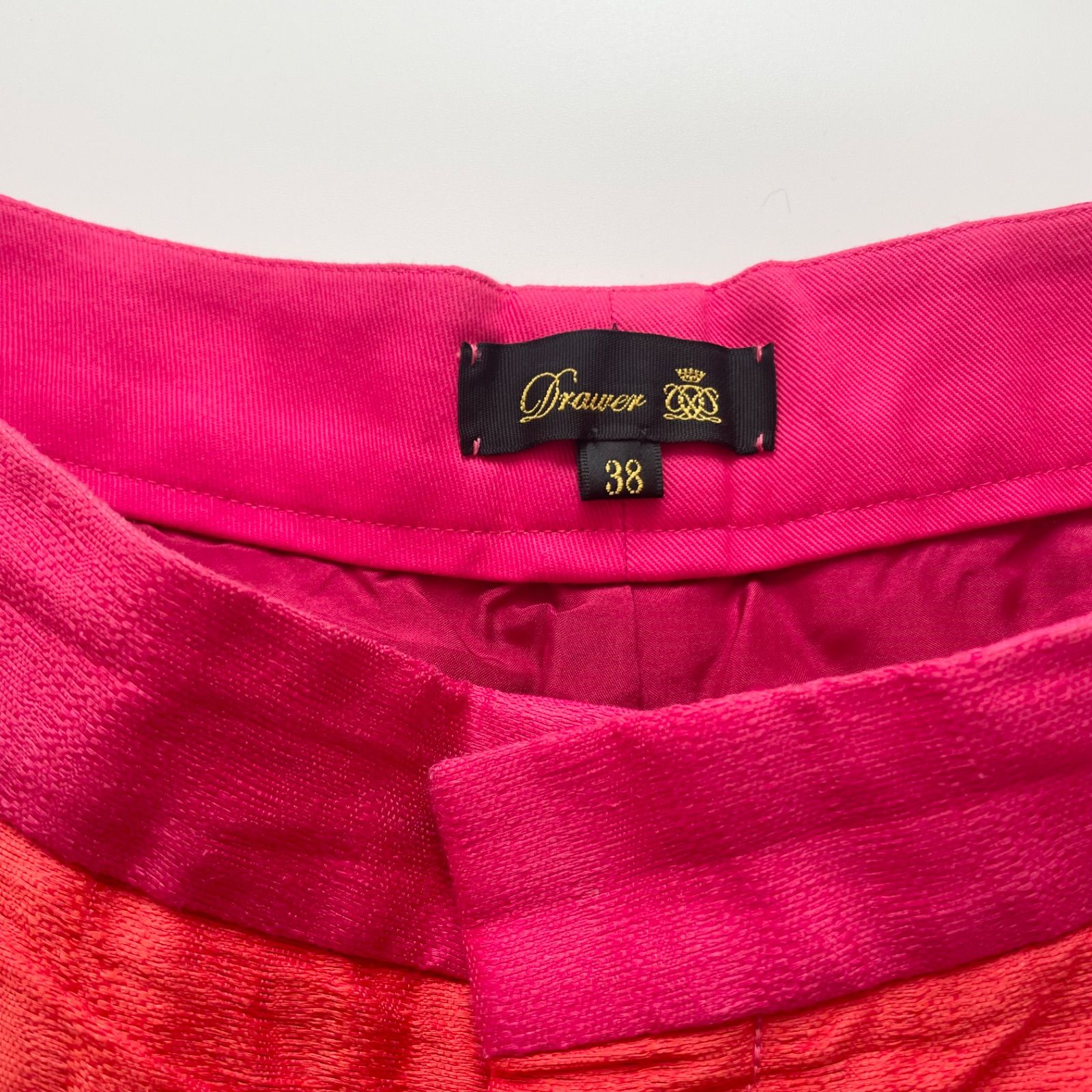 DRAWER ドゥロワー ワイドパンツ 38 ピンク オレンジ系 ゆったり