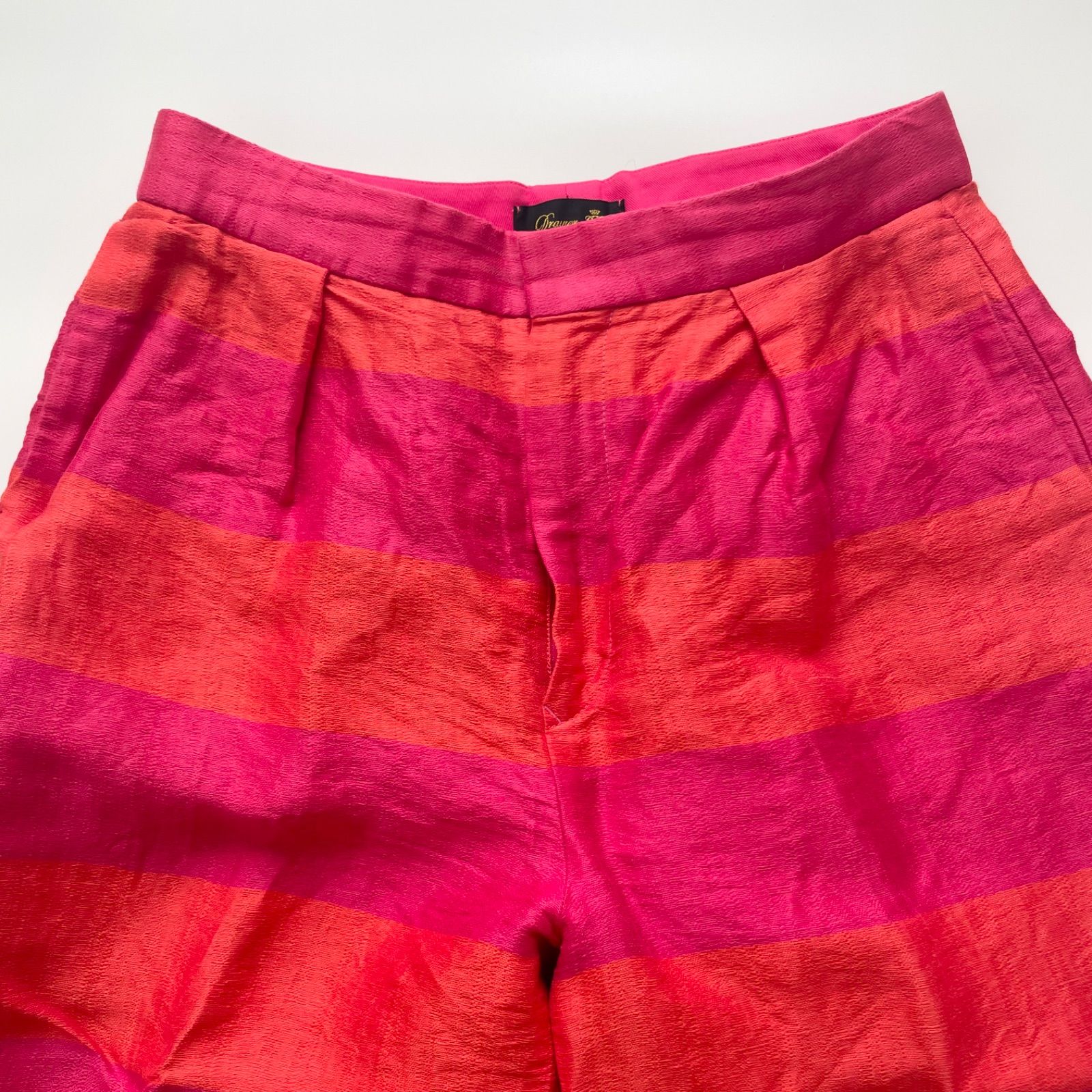 DRAWER ドゥロワー ワイドパンツ 38 ピンク オレンジ系 ゆったり