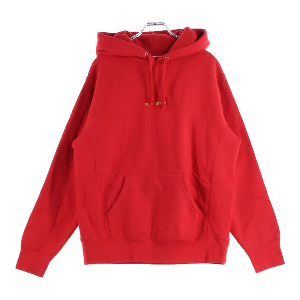 SUPREME (シュプリーム) 17AW Compact Logo Hooded Sweatshirt コンパクトロゴ 刺繍プルオーバースウェットパーカー フーディー レッド