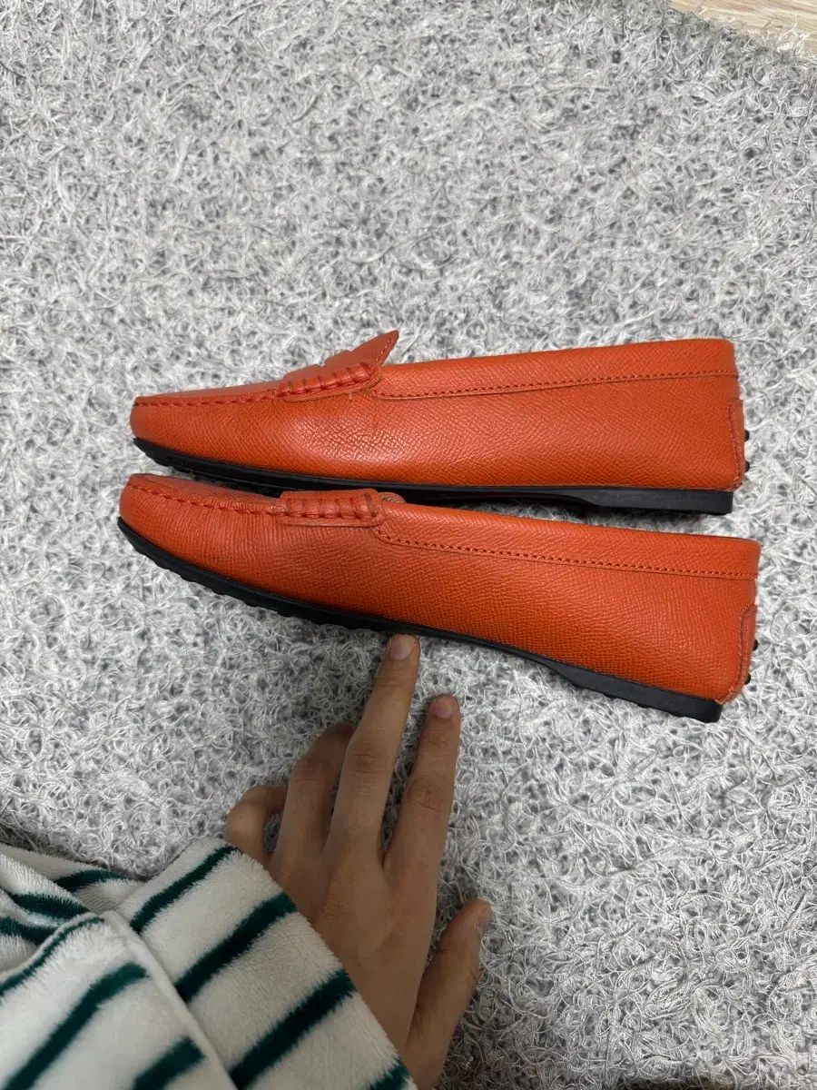 トッズTOD'Sドライビングシューズ　オレンジ　ボア TOD'S トッズ ドライビングシューズ 表記サイズ:34 1/2 レザー