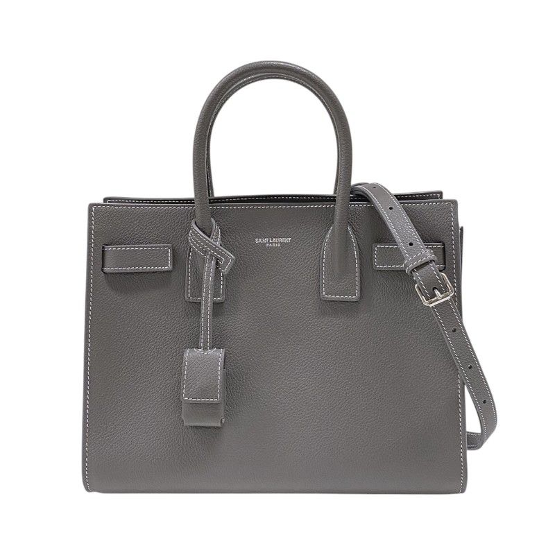 お値下げ　SAINT LAURENT グレー レザーハンドバッグ 保存袋付き サンローラン SAINT LAURENT サック ド ジュールベイビー 392035