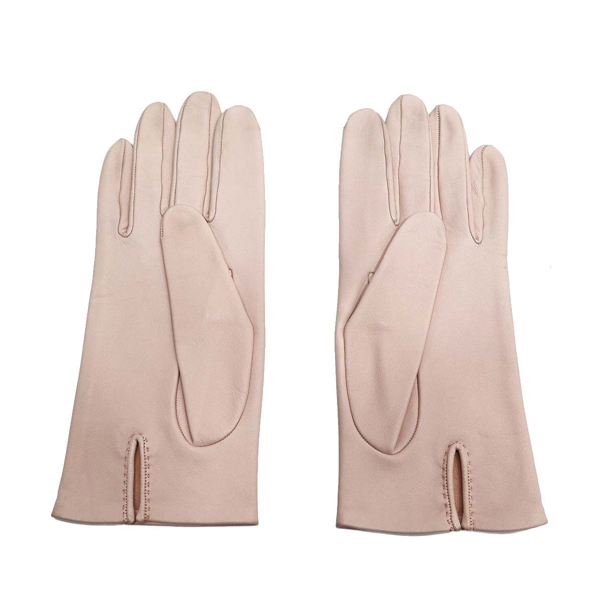 HERMES エルメス レザーグローブ ピンクベージュ ラムスキン Hロゴ 7 1