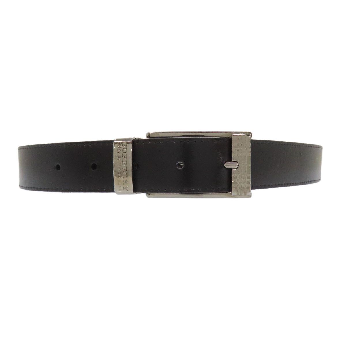 BURBERRY バーバリー チェック柄バックル ベルト レザー メンズ [中古 