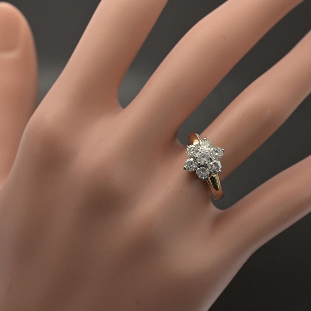 1.04ct/フラワーモチーフ ダイヤモンド リング 指輪/K18/750×Pt900