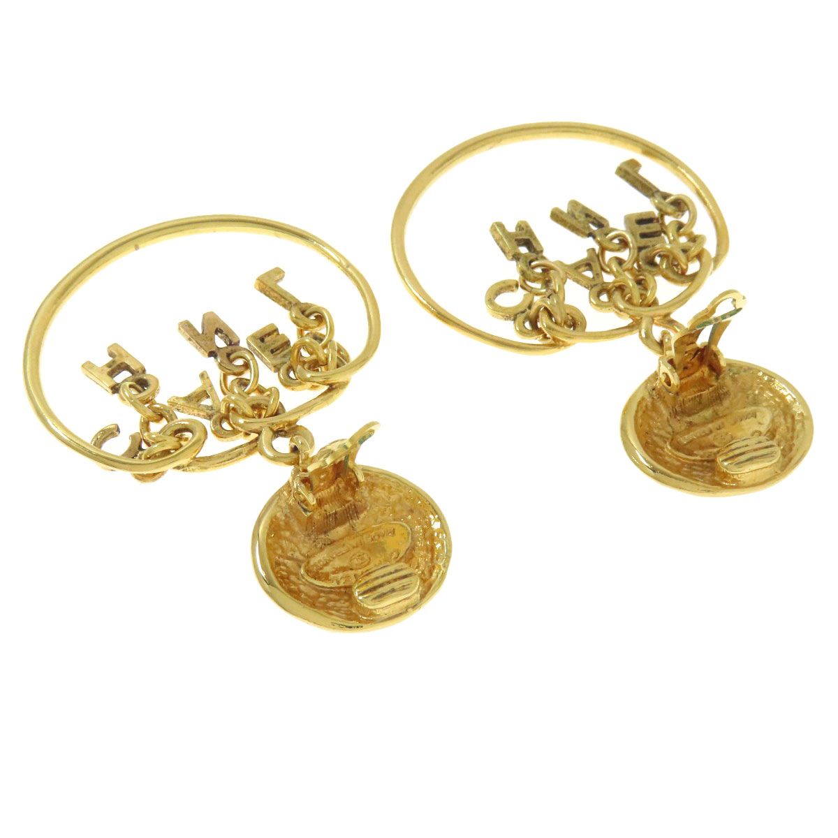 CHANEL シャネル ロゴ フープ イヤリング 金属製 レディース [中古