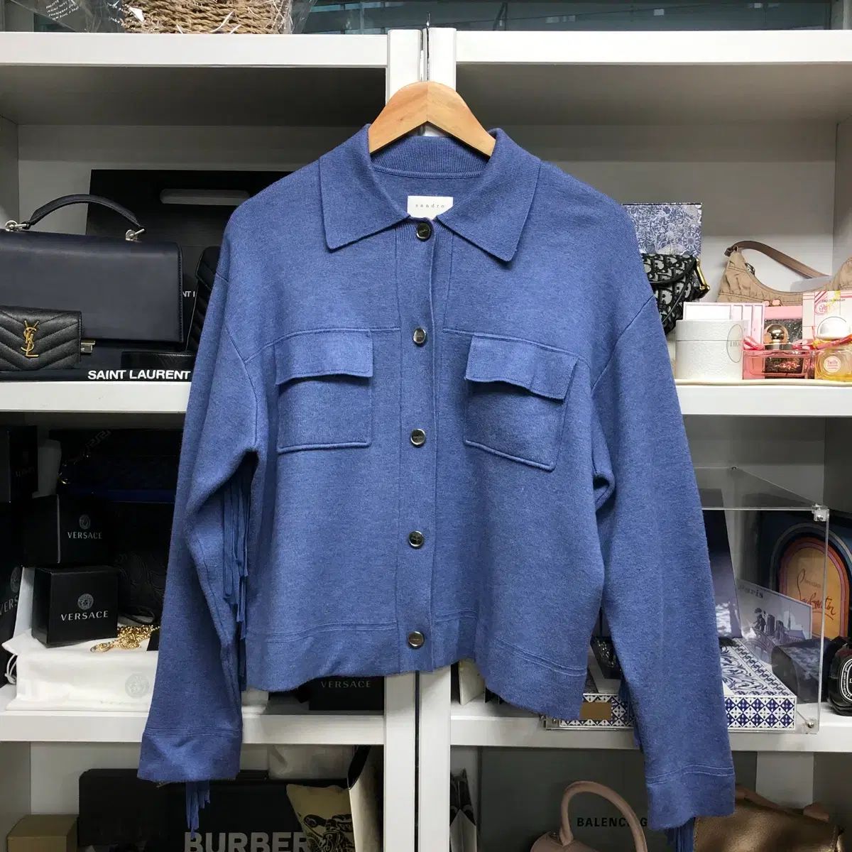 SANDRO サンドロ フリンジ ニット カーディガン - メルカリ