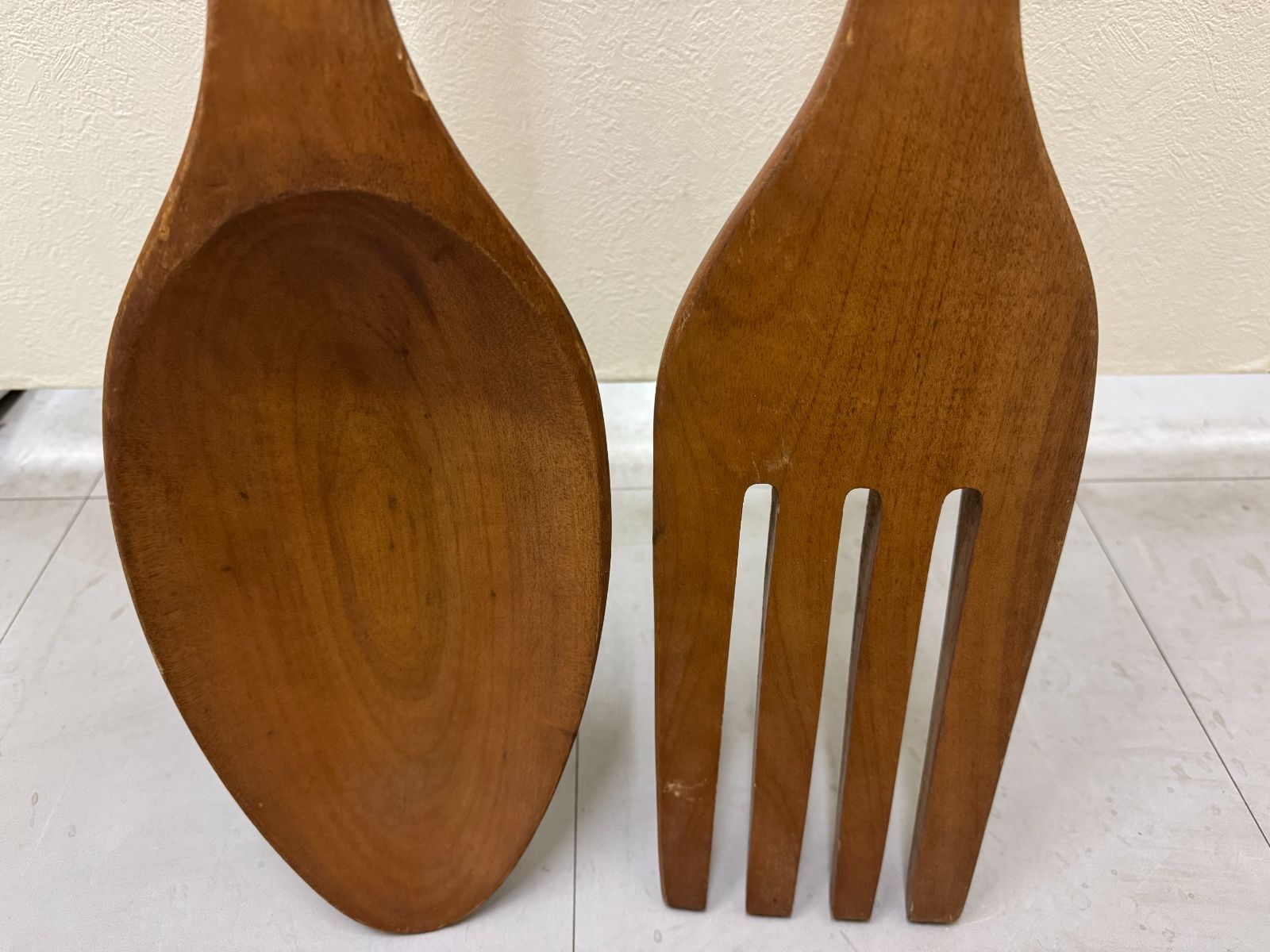 アンティーク】木製大型スプーン＆フォーク 壁飾り 置物 - メルカリ