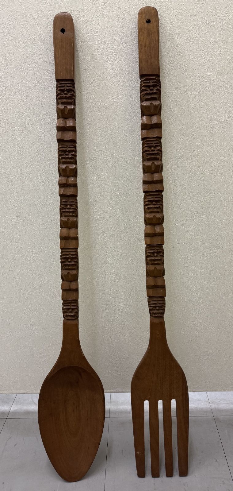 アンティーク】木製大型スプーン＆フォーク 壁飾り 置物 - メルカリ