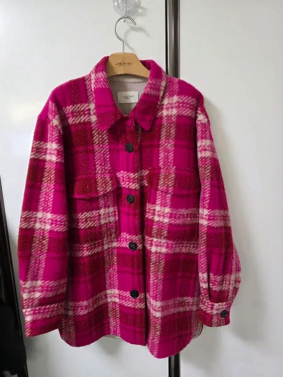 イザベルマラン エトワール ピンク チェック シャツ ジャケット 厚手