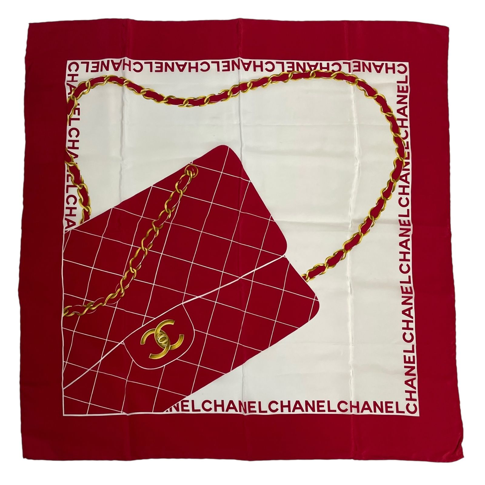 新品同様 CHANEL シャネル スカーフ シルク マトラッセバッグ柄