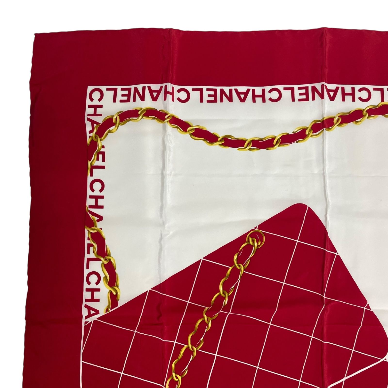 新品同様 CHANEL シャネル スカーフ シルク マトラッセバッグ柄