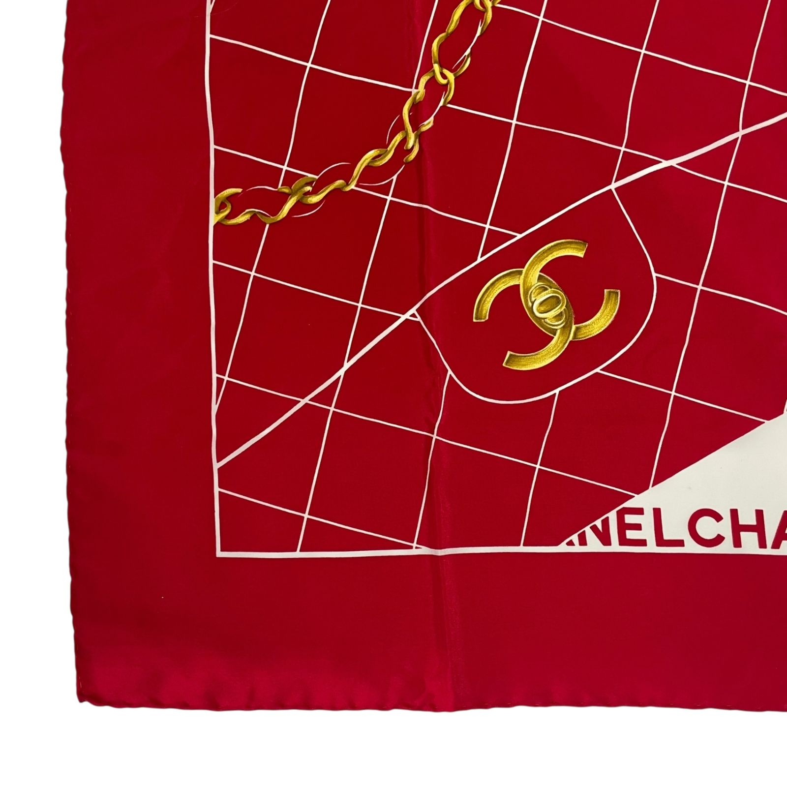 新品同様 CHANEL シャネル スカーフ シルク マトラッセバッグ柄