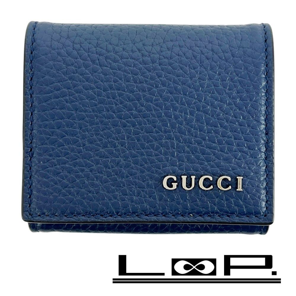 グッチ ■新同■ ケース 小銭入れ コンパクト 財布 ロゴ レザー ブルー 771160 【537608】11 グッチ □新同□ コインケース 小銭入れ コンパクト 財布 ロゴ レザー