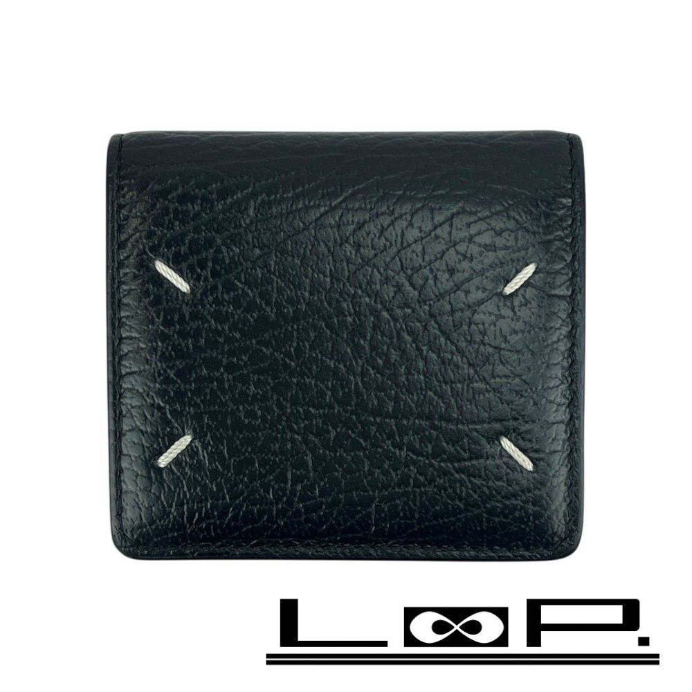 メゾンマルジェラ ■美品■ 三つ折り 財布 コンパクト ミニ ウォレット 4ステッチ レザー ブラック 【535994】11 メゾンマルジェラ □美品□ 三つ折り 財布 コンパクト ミニ ウォレット
