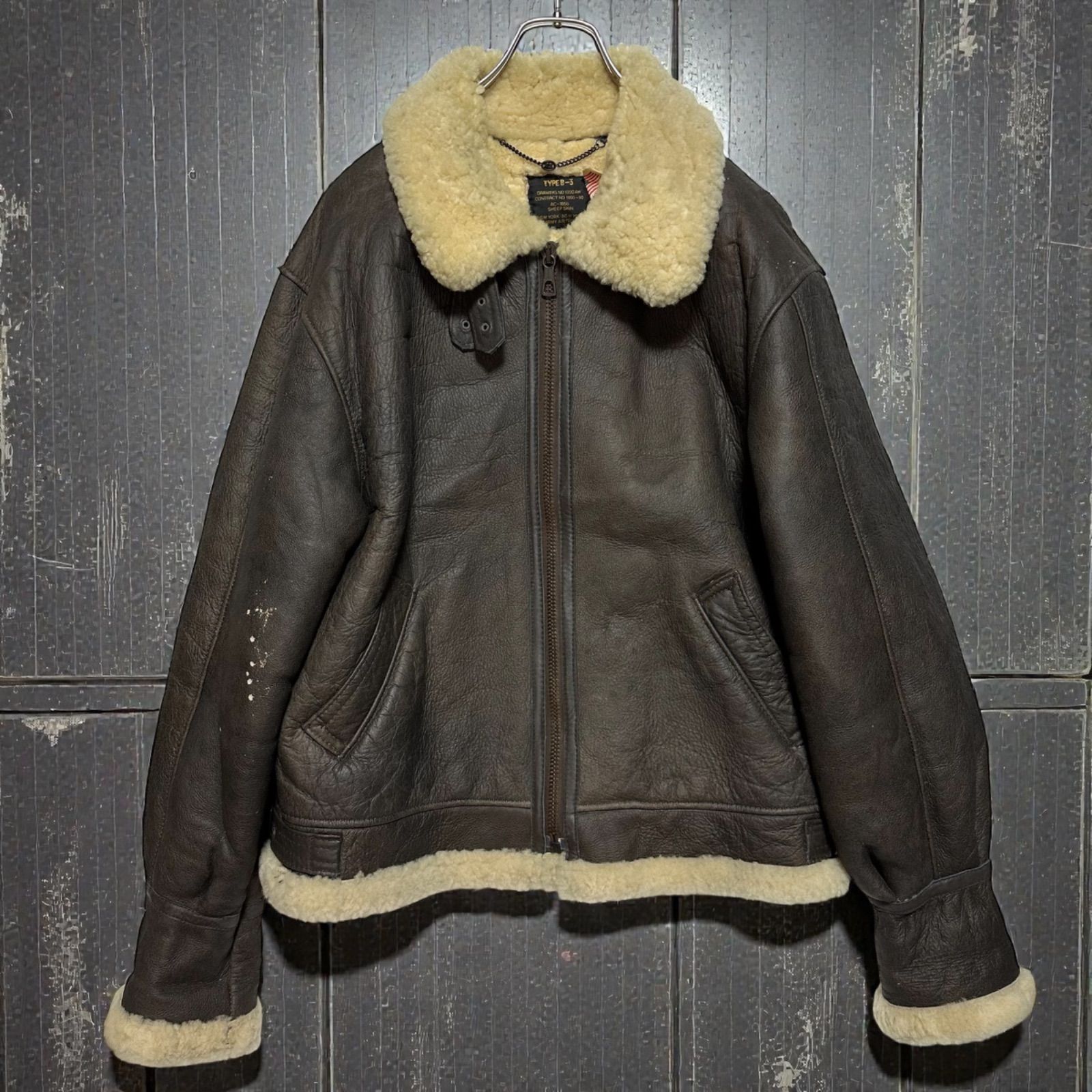 B-3タイプ ムートンジャケット 羊革 シープスキン ボア フライト