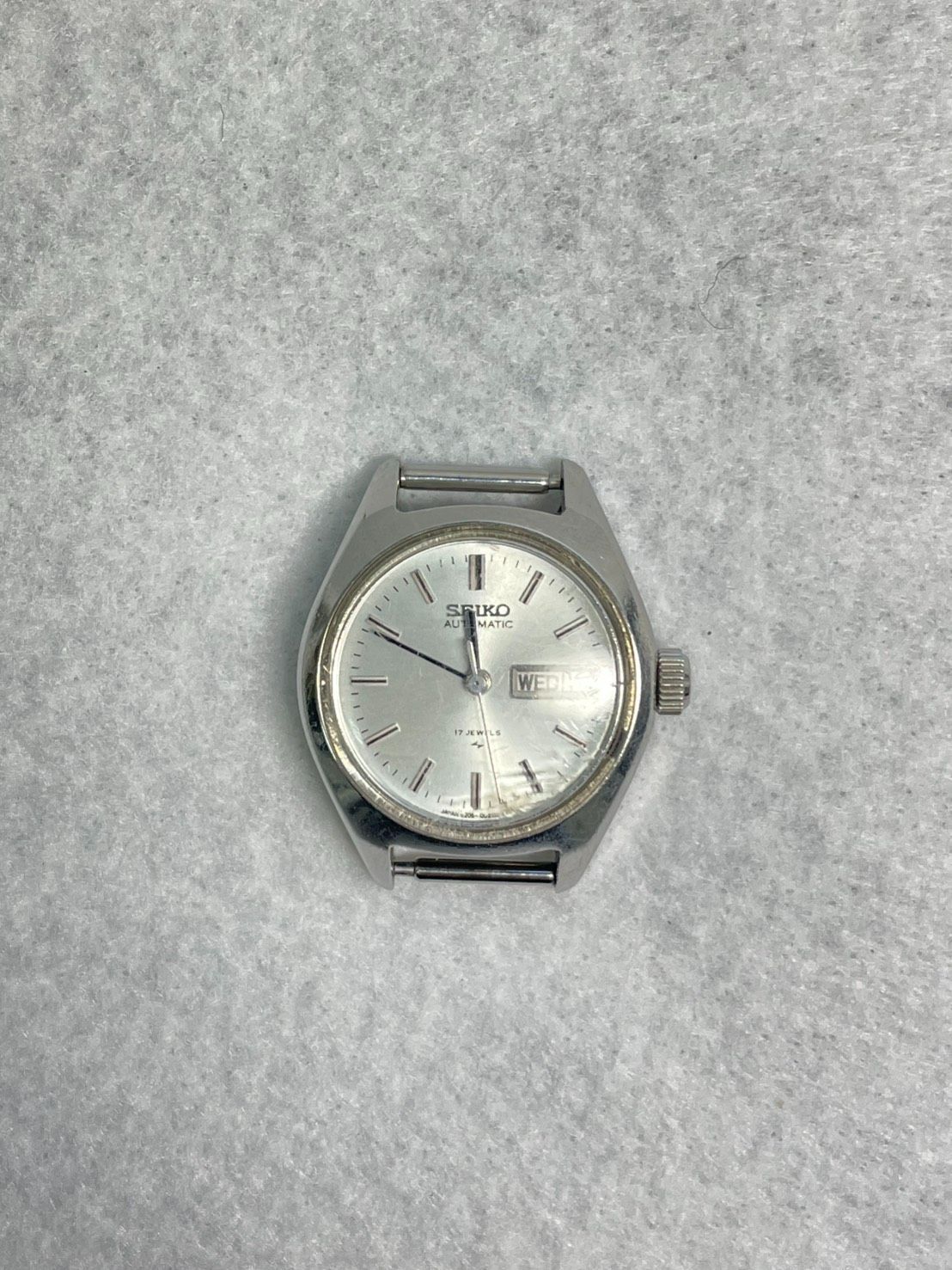 セイコー アナログ時計 シルバー レザー　ジャンク 時計】不動 文字盤のみ ジャンク SEIKO セイコー 自動巻き