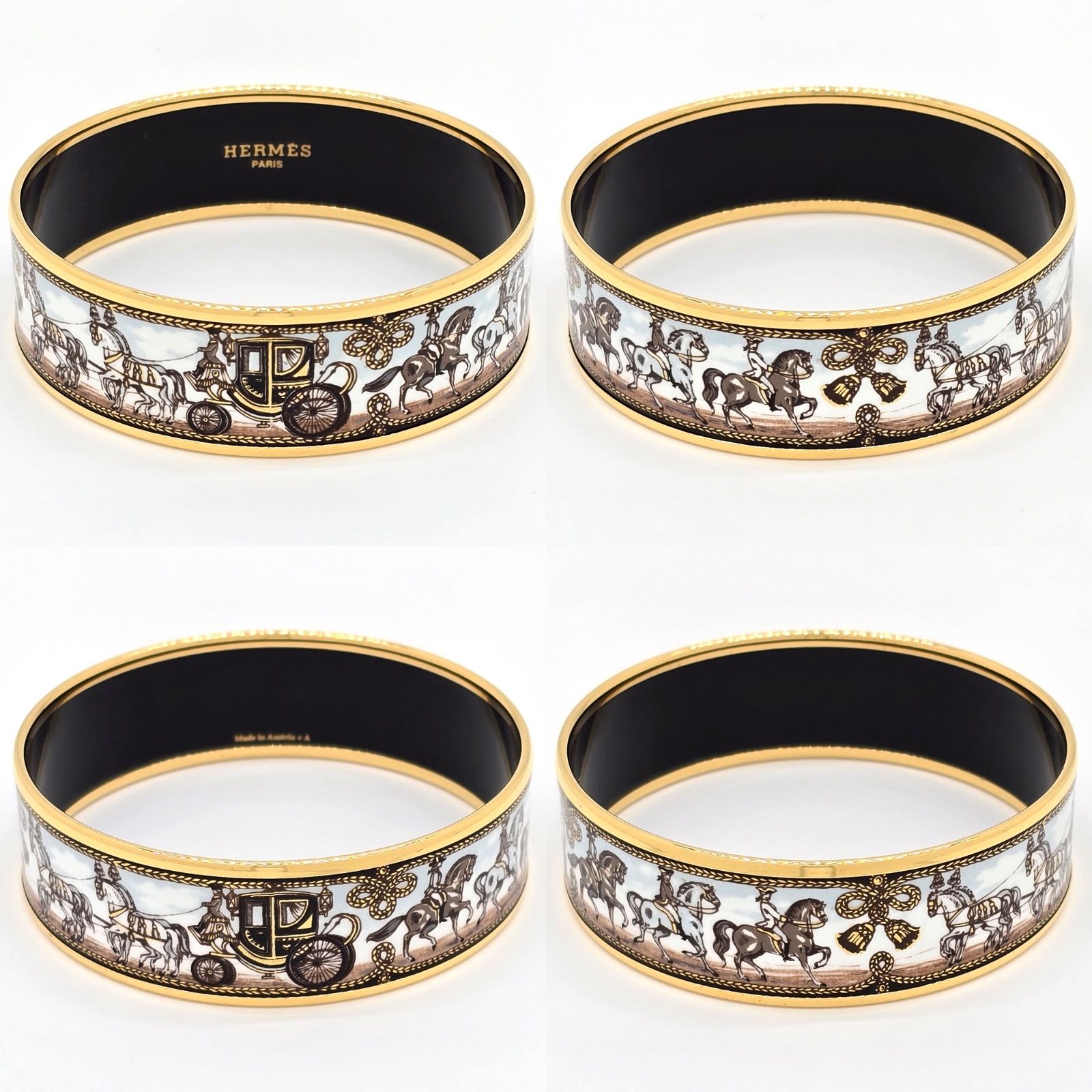 HERMES エルメス エマイユ GM バングル 腕周り約19.5㎝ 馬車/ホース