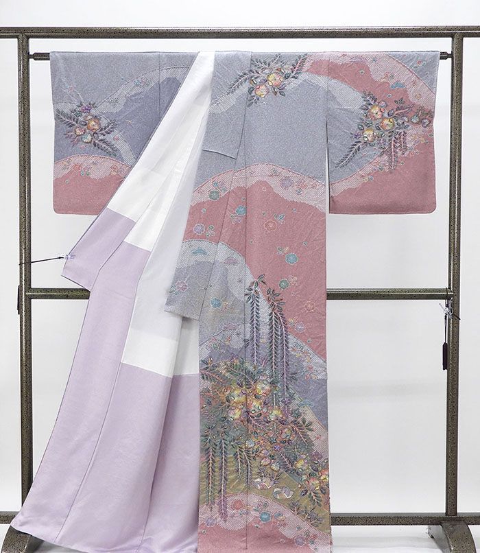 【未使用　トールサイズ】訪問着　辻が花　絞　袷　裄丈71 身丈175 逸品 新品 訪問着 【辻が花 絞り 金通し トールサイズ 裄丈68.5