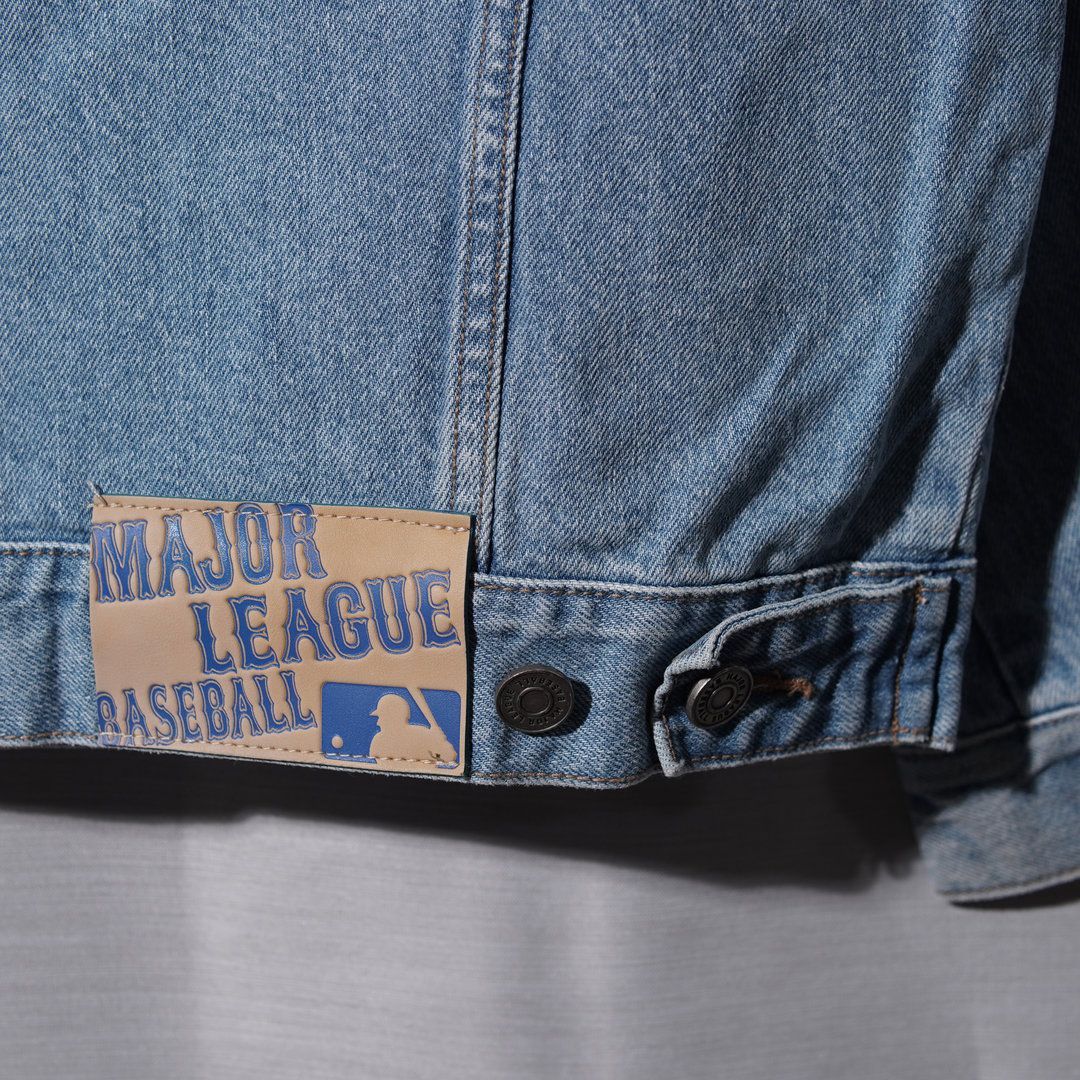 MLB ロサンゼルス ドジャース デニムジャケット XL ロゴ刺繍 LA 