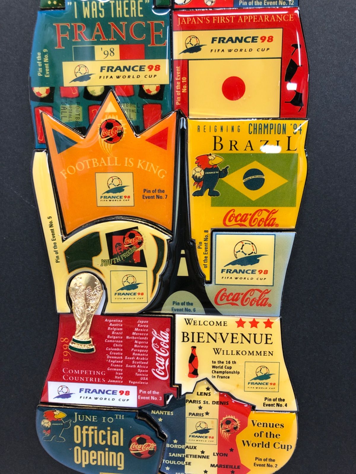 1998年コカ・コーラ【フランスワールドカップ】限定ピンバッジ全17種