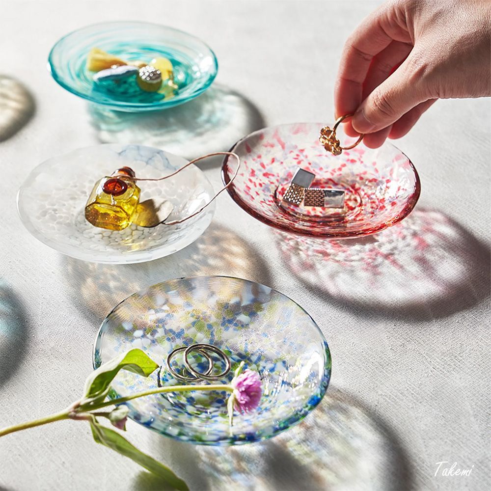 津軽びいどろ 色色豆皿 淡雪 2枚 いろいろまめざら 10cm 小皿 ガラス