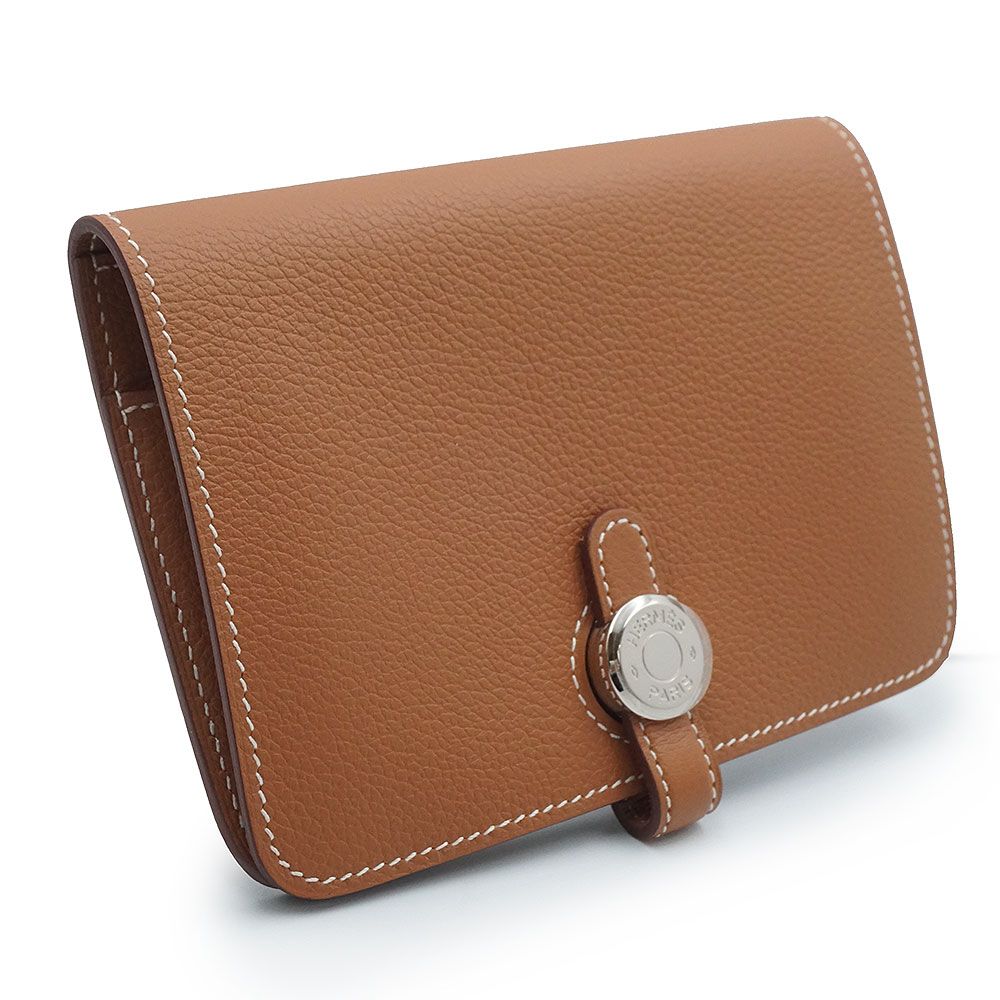 エルメス ドゴン コンパクト ヴォーエバーカラー ゴールド ブラウン B