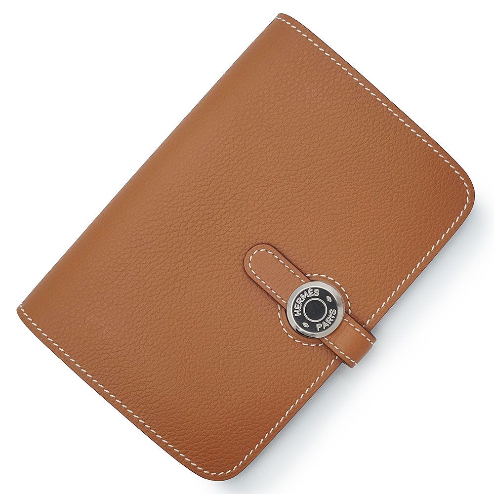 エルメス ドゴン コンパクト ヴォーエバーカラー ゴールド ブラウン B