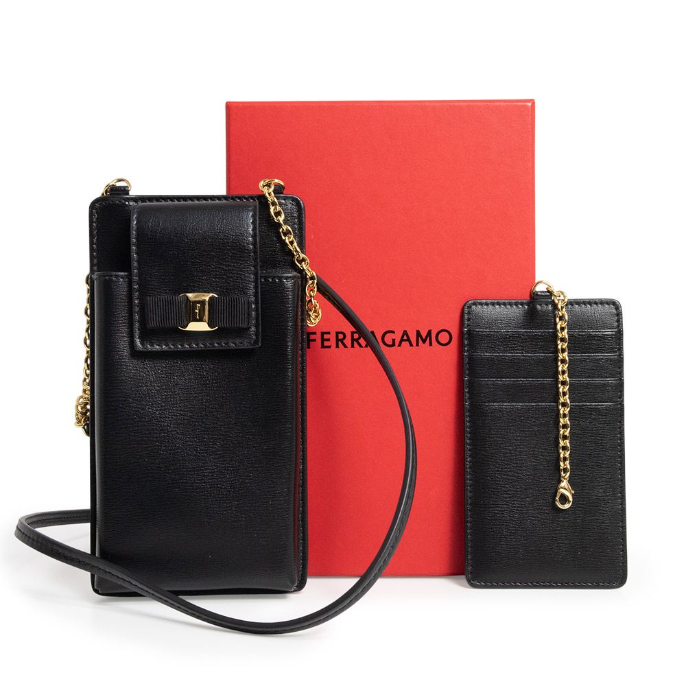 サルヴァトーレフェラガモ 220381 ヴァラ リボン フォンポーチ カーフ