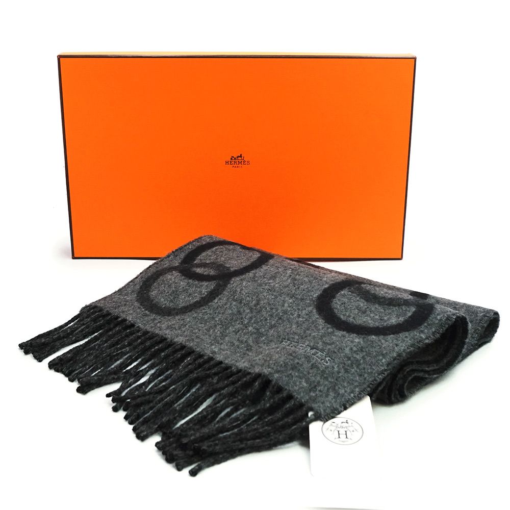 エルメス エニー モール カシミヤ 100％ フランネル ノワール