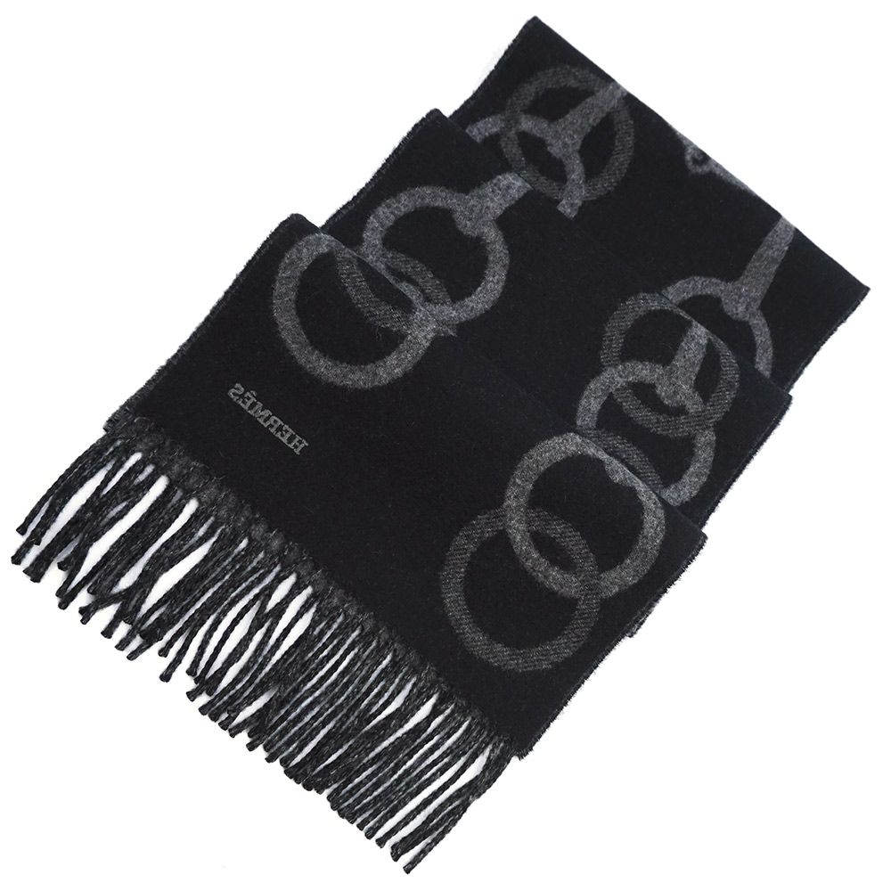 エルメス エニー モール カシミヤ 100％ フランネル ノワール