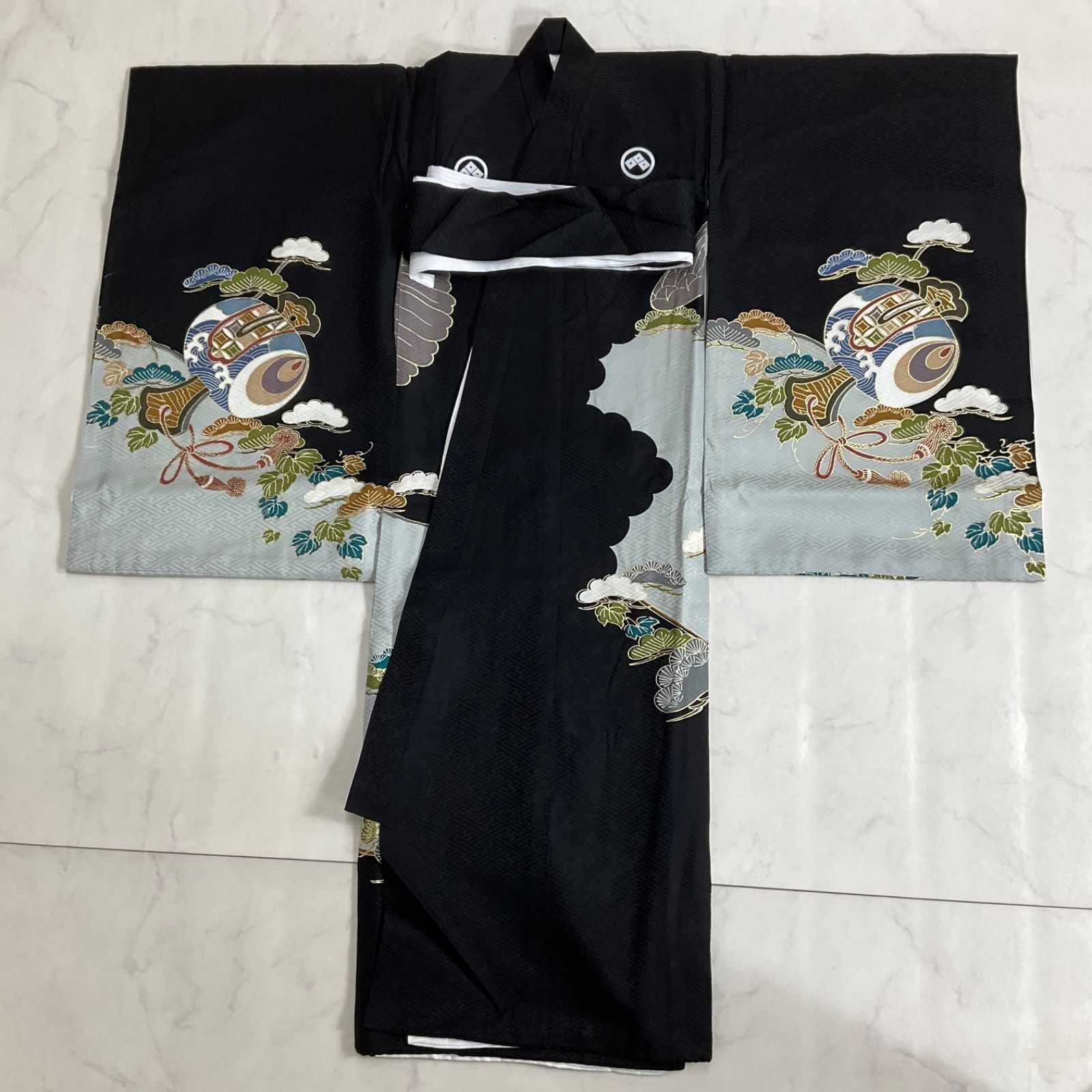 ◇kimono+one◇産着◇お宮参り◇正絹◇金駒刺繍◇長襦袢付き◇五つ紋