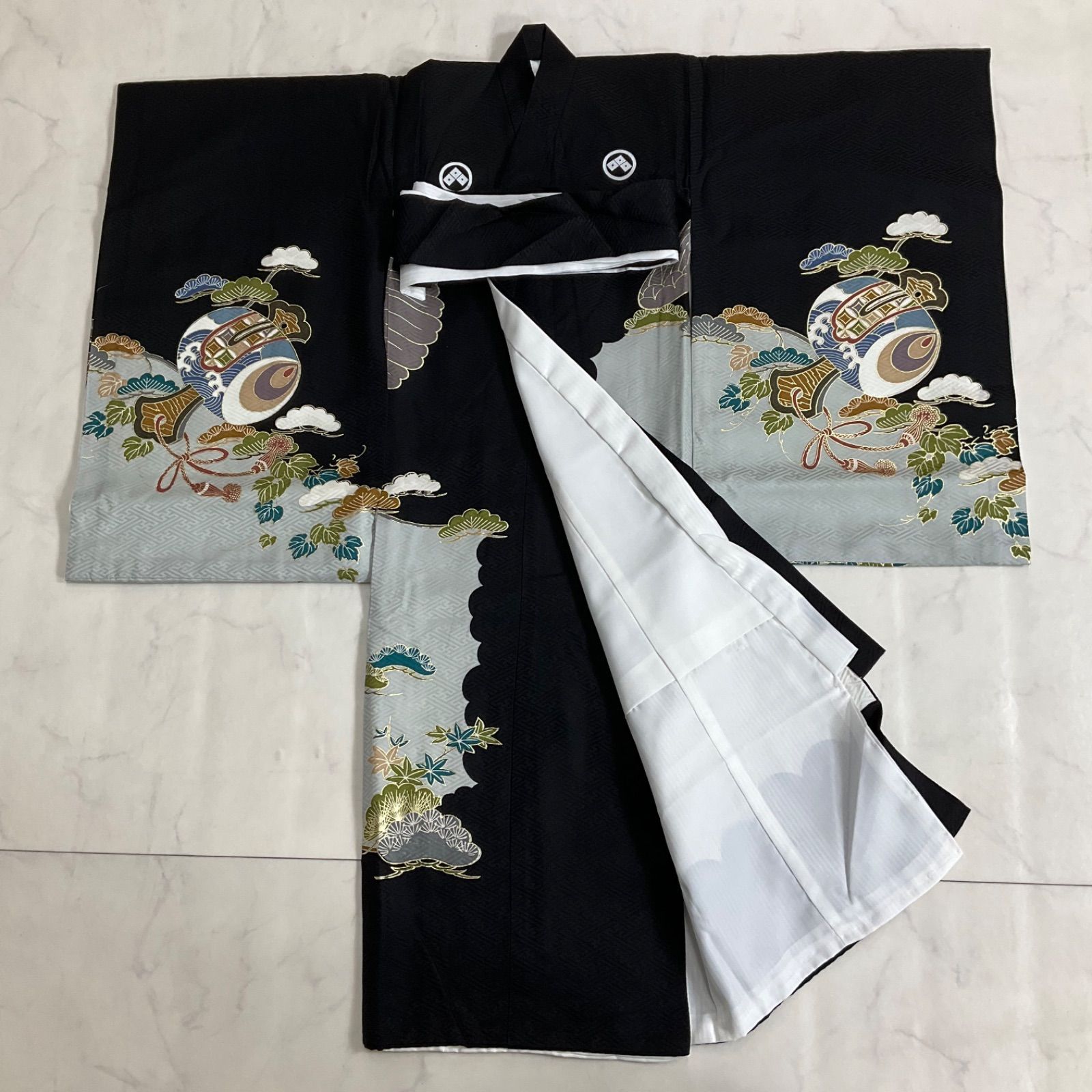 ◇kimono+one◇産着◇お宮参り◇正絹◇金駒刺繍◇長襦袢付き◇五つ紋