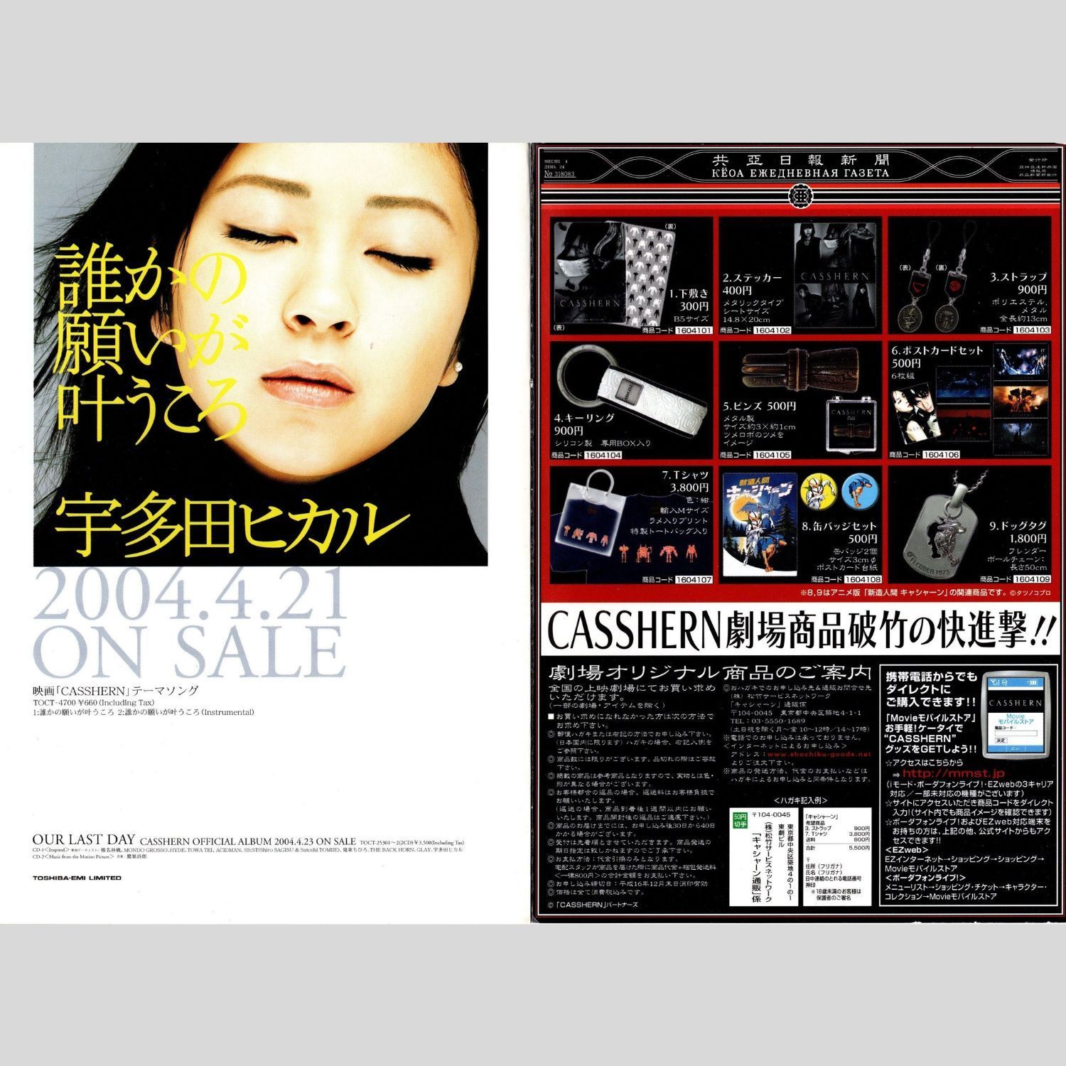 送料無料】 キャシャーン CASSHERN 映画 チラシ & パンフレット セット