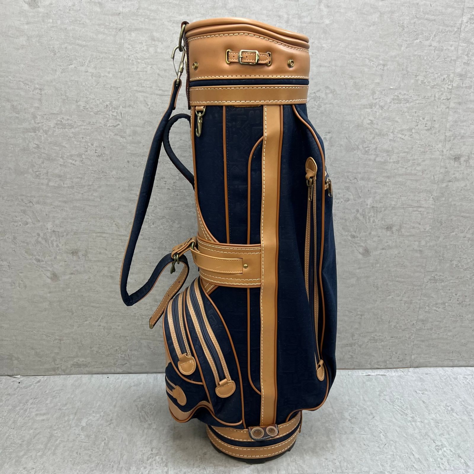 ホンマ ゴルフ用 キャディバッグ カート式 ネイビー 紺 柄 約8.5型