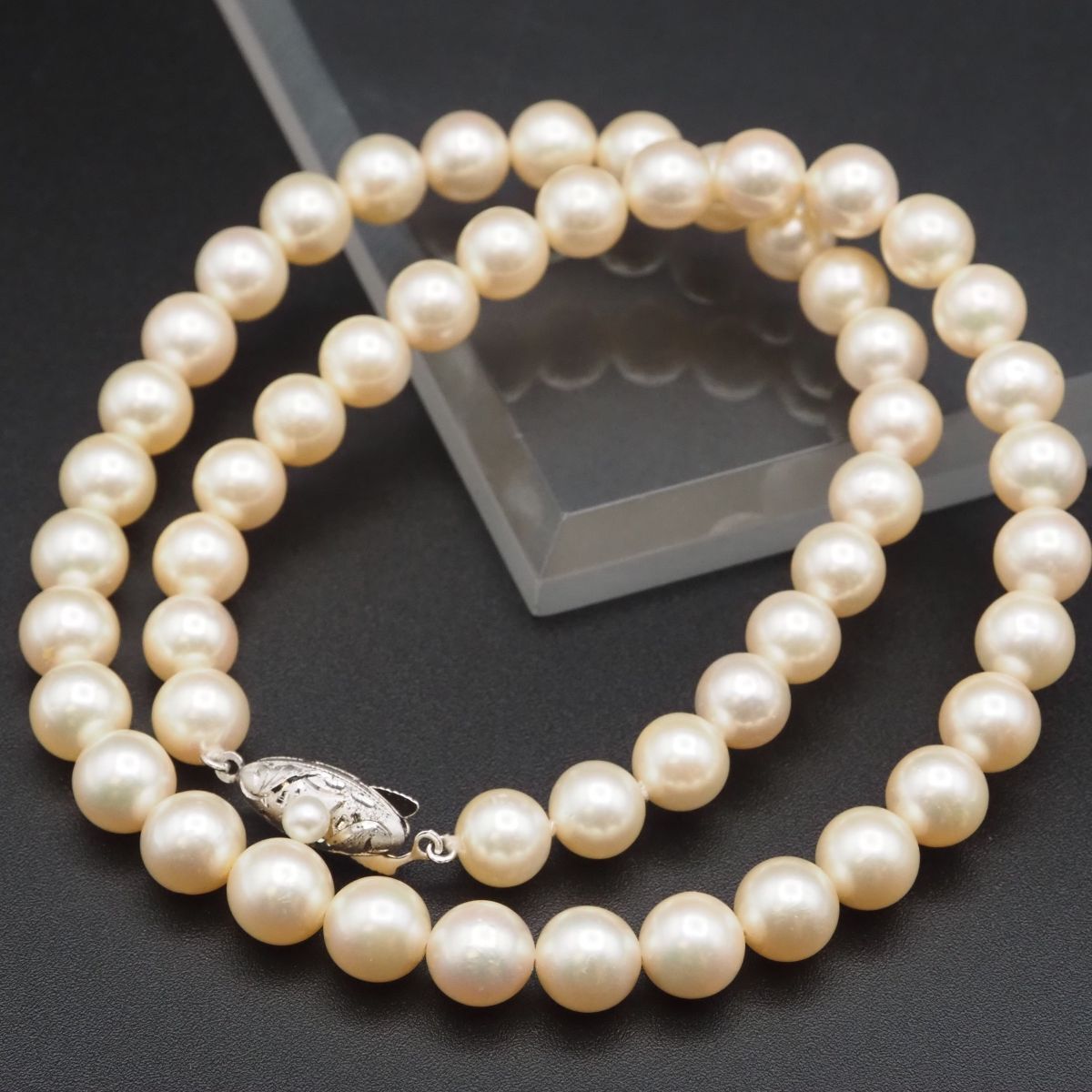J831 本真珠 7.8mm珠 パール SILVER刻印 ネックレス デザイン