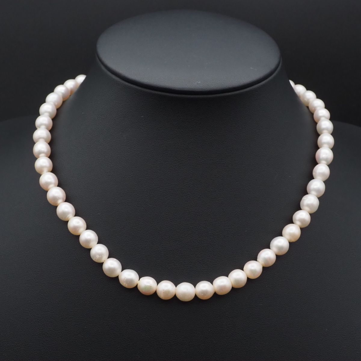 J890 本真珠 7.7mm珠 パール SILVER刻印 ネックレス デザイン
