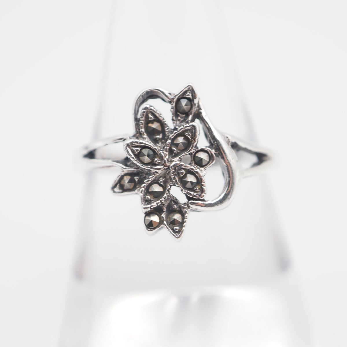 J826 マーカサイト マルカジット 925刻印 リング フラワー 花 デザイン