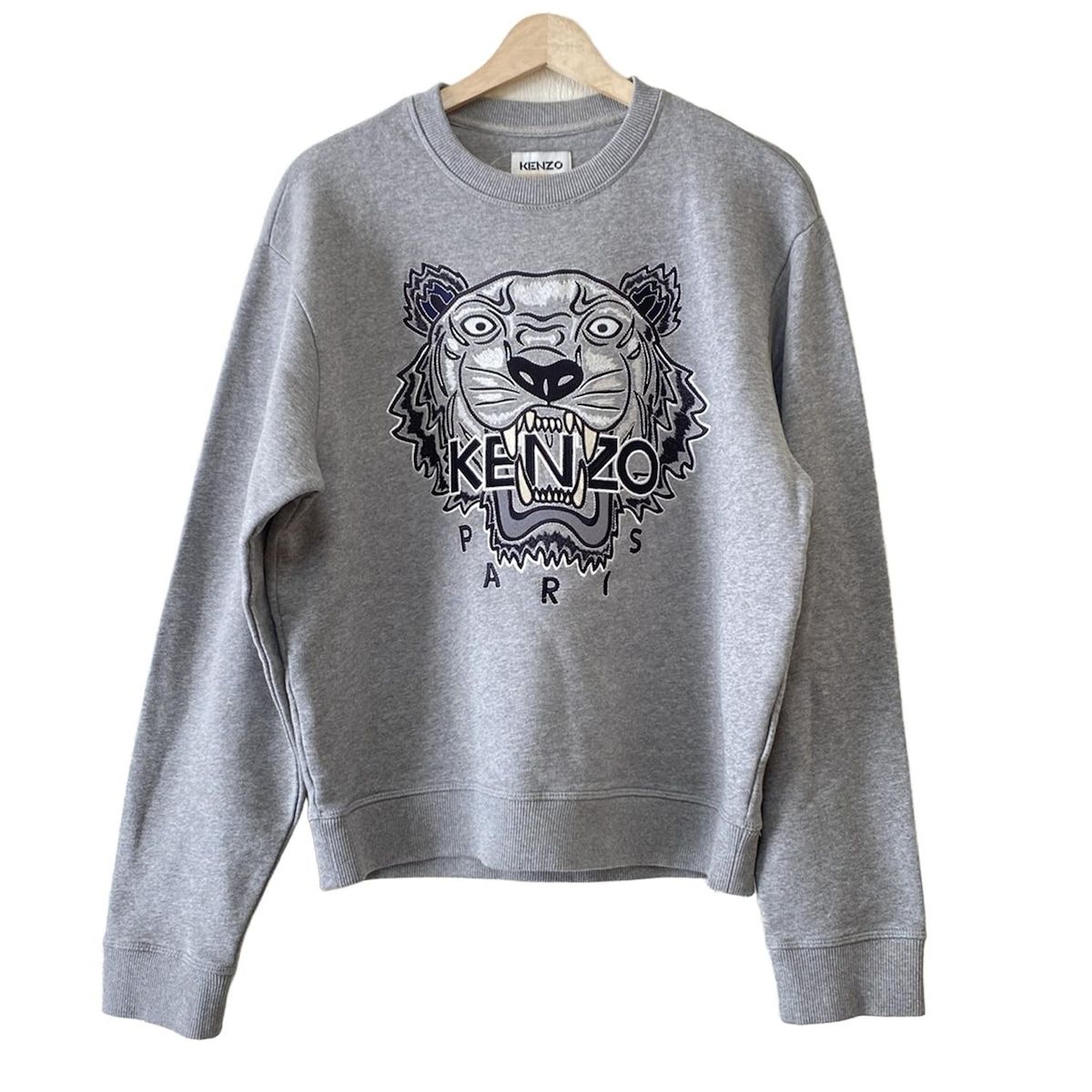 KENZO(ケンゾー) トレーナー サイズS レディース グレー×黒×白 刺繍