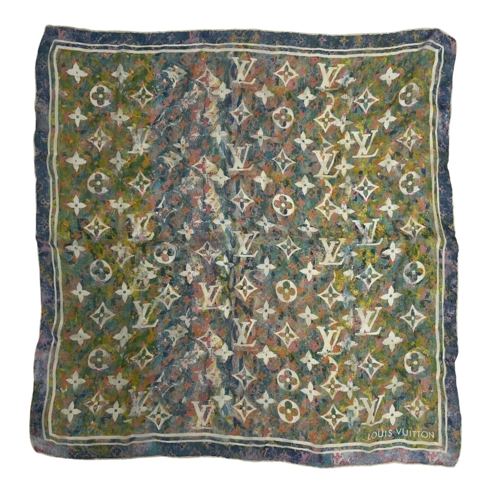 美品 LOUIS VUITTON ルイ ヴィトン スカーフ シルク モノグラム マルチ