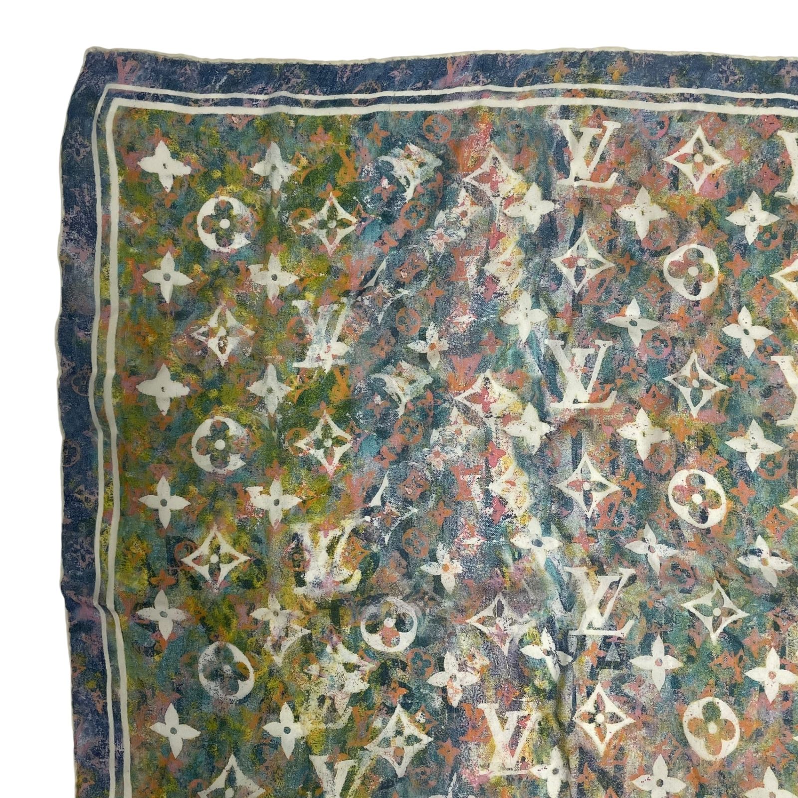 美品 LOUIS VUITTON ルイ ヴィトン スカーフ シルク モノグラム マルチ