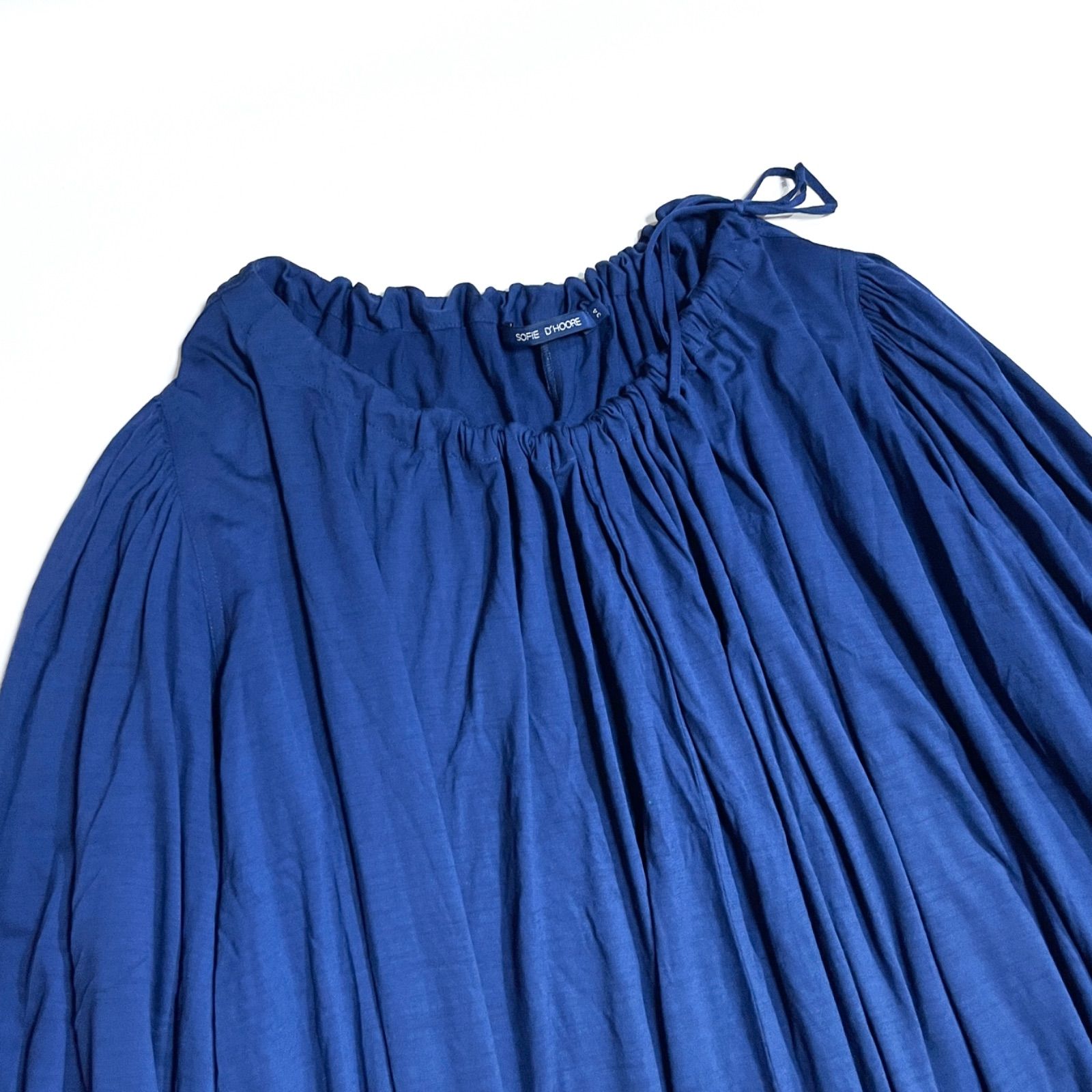 cY65 SOFIE D'HOORE 定12万 ウールギャザーワンピース ネイビー 紺 毛
