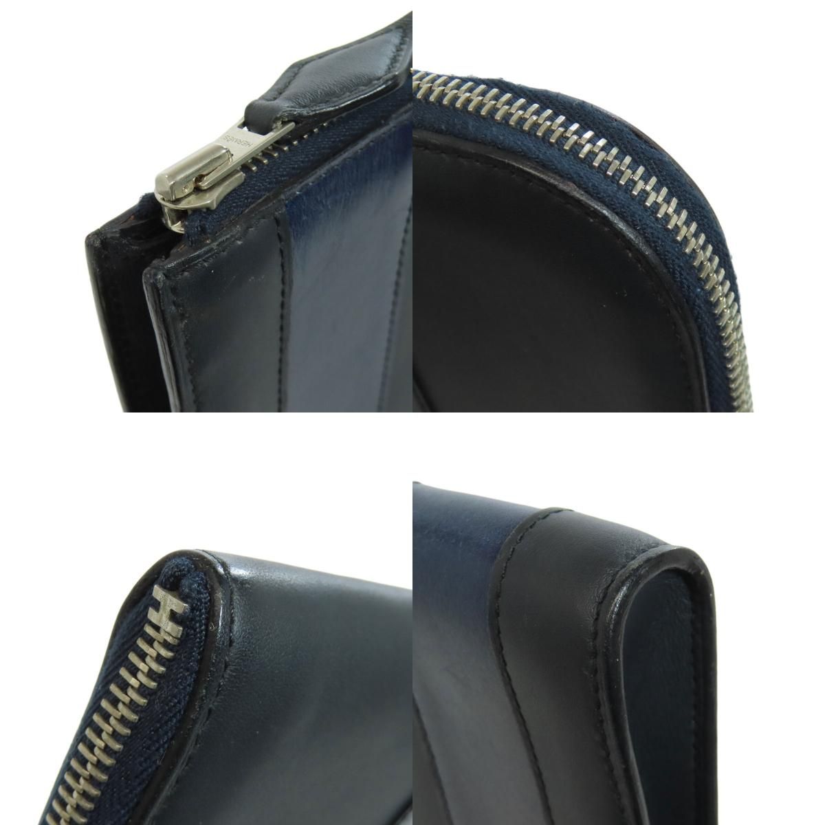 HERMES エルメス ストライプ クラッチバッグ レザー メンズ [中古