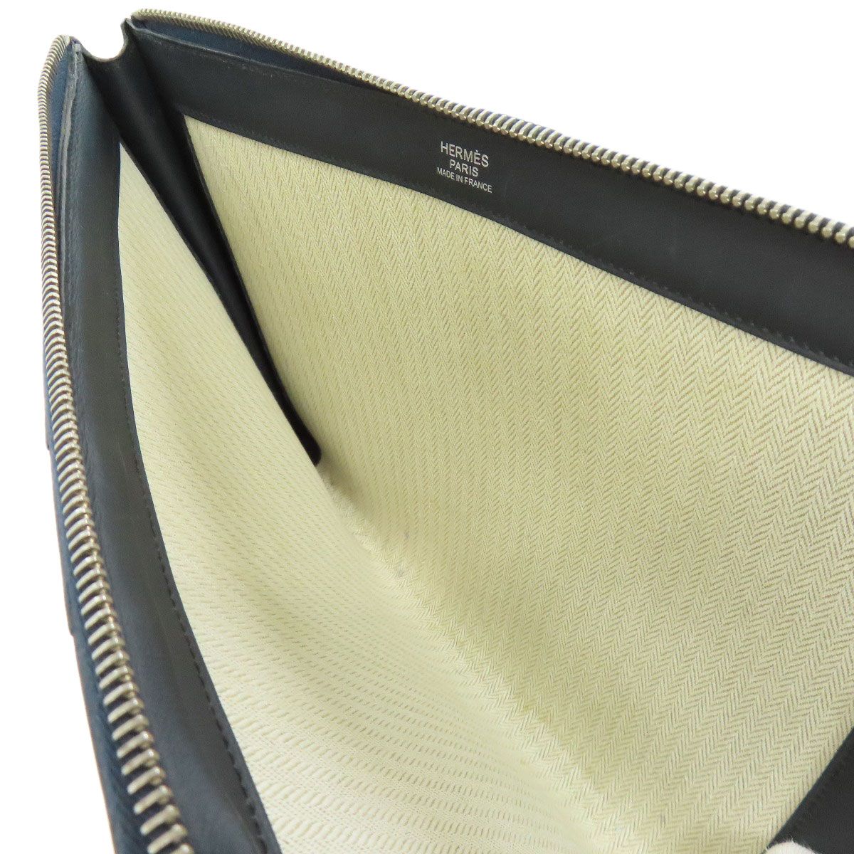 HERMES エルメス ストライプ クラッチバッグ レザー メンズ [中古