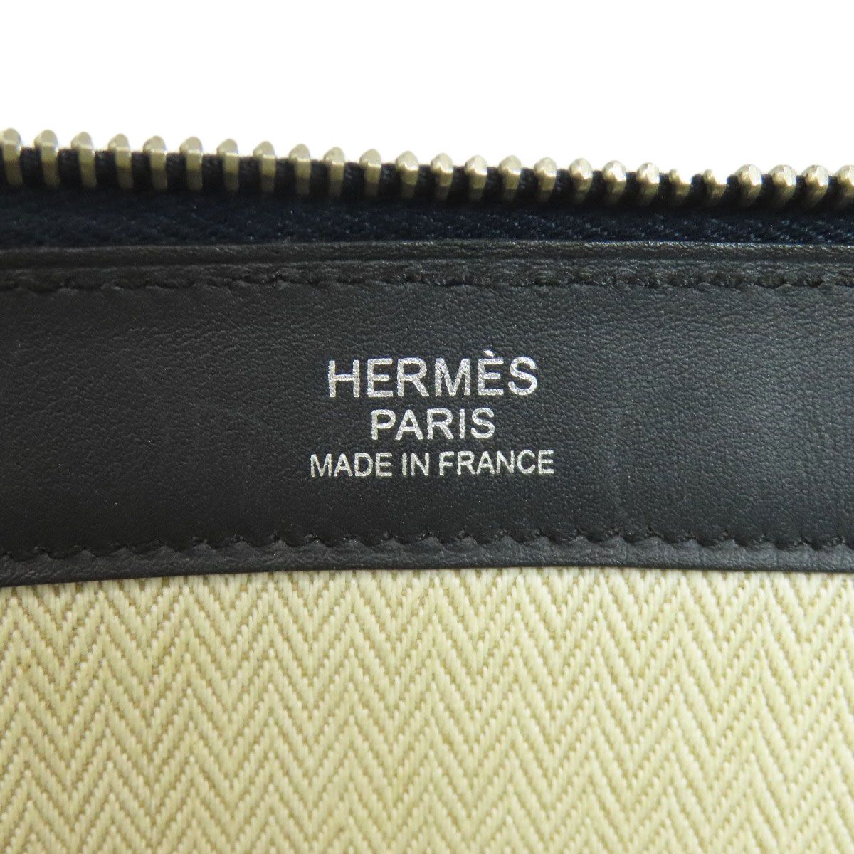 HERMES エルメス ストライプ クラッチバッグ レザー メンズ [中古